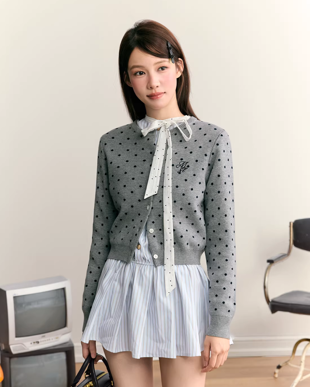 Polka Dot Round Neck Knit MST0003