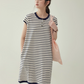 Striped Round Neck T-Shirt Dress AMU0037