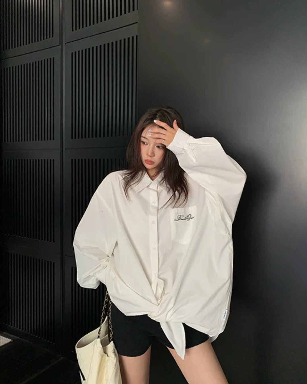 Relaxed Black Long-Sleeve Shirt YLS1028