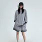 Gradient Loose Long Sleeve Top / Half Pants YLS0885