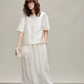 Silk Short-Sleeve Top / Silk Embroidered Half Skirt TEO0009