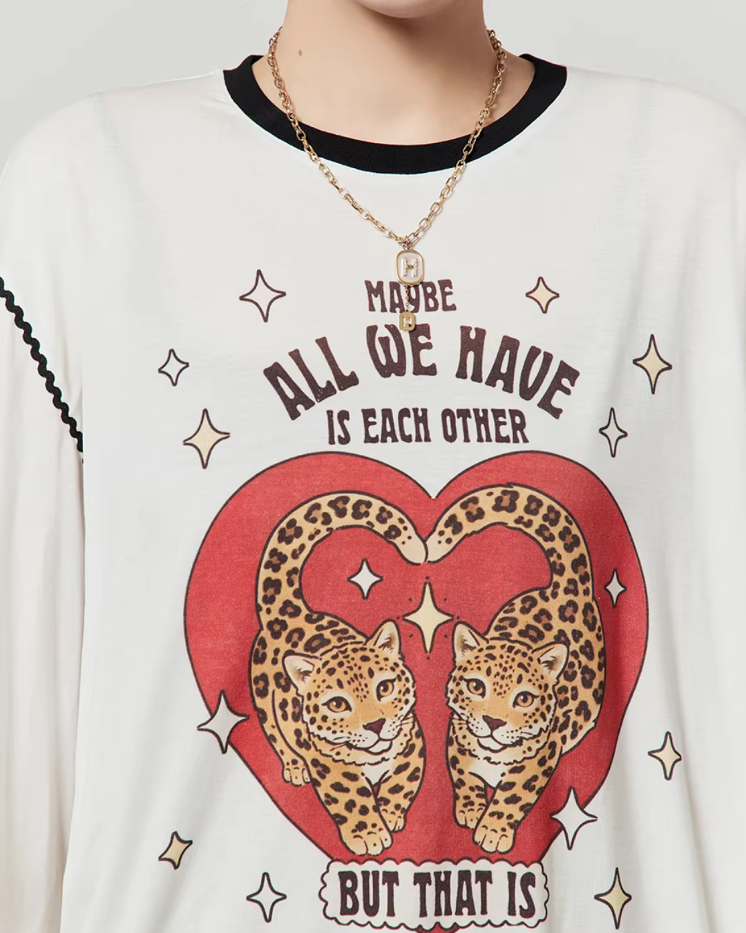 Love Tiger Long-Sleeve Top / Leopard Mini Skirt LLA0642