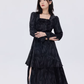 Marble Mid-Length Black Dress SHN0051