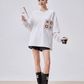 Crochet Flower Pocket Oversized Top FER0367