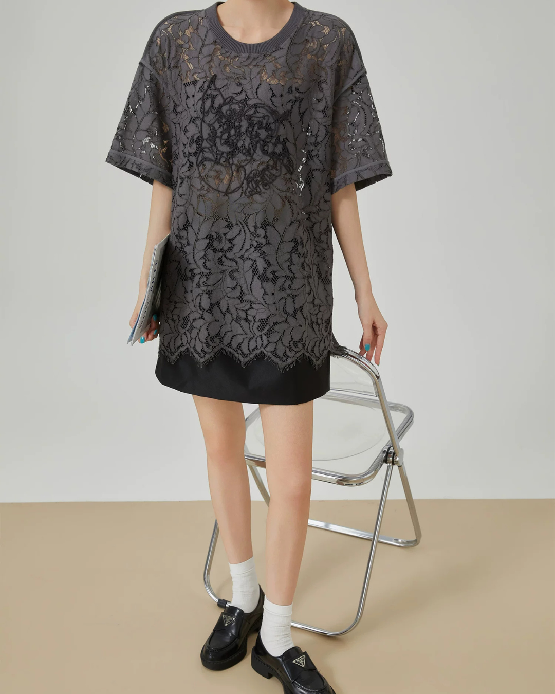 All-Lace Short-Sleeve Top FER0319