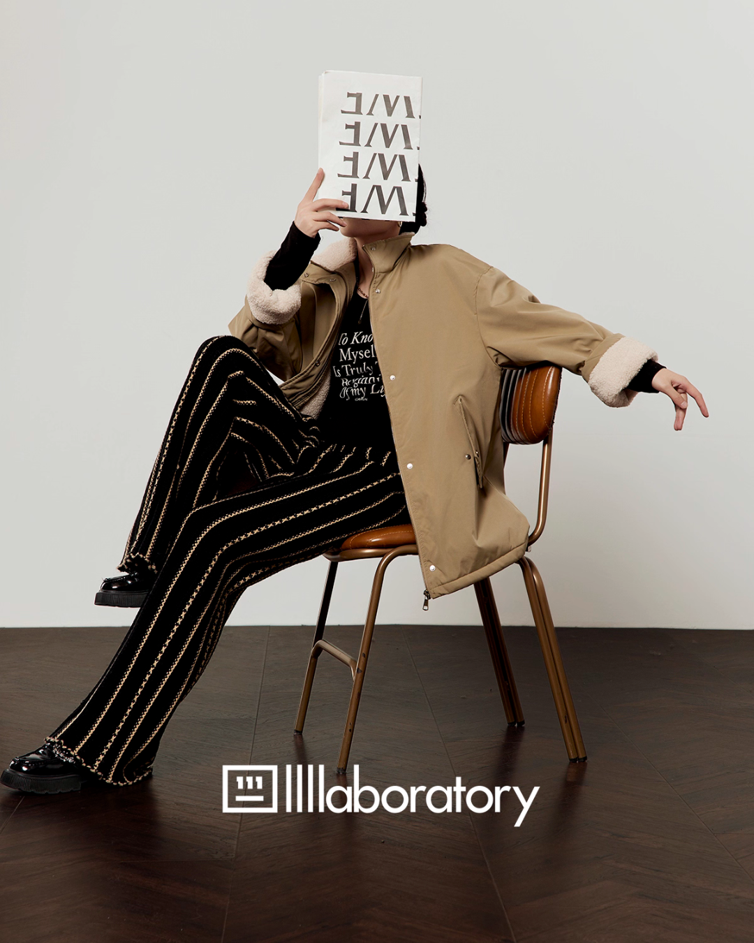 Boa Military Jacket/Black Striped Pants LLA0558