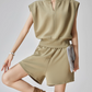 Khaki V-Neck Sleeveless Top / Shorts Set FER0004