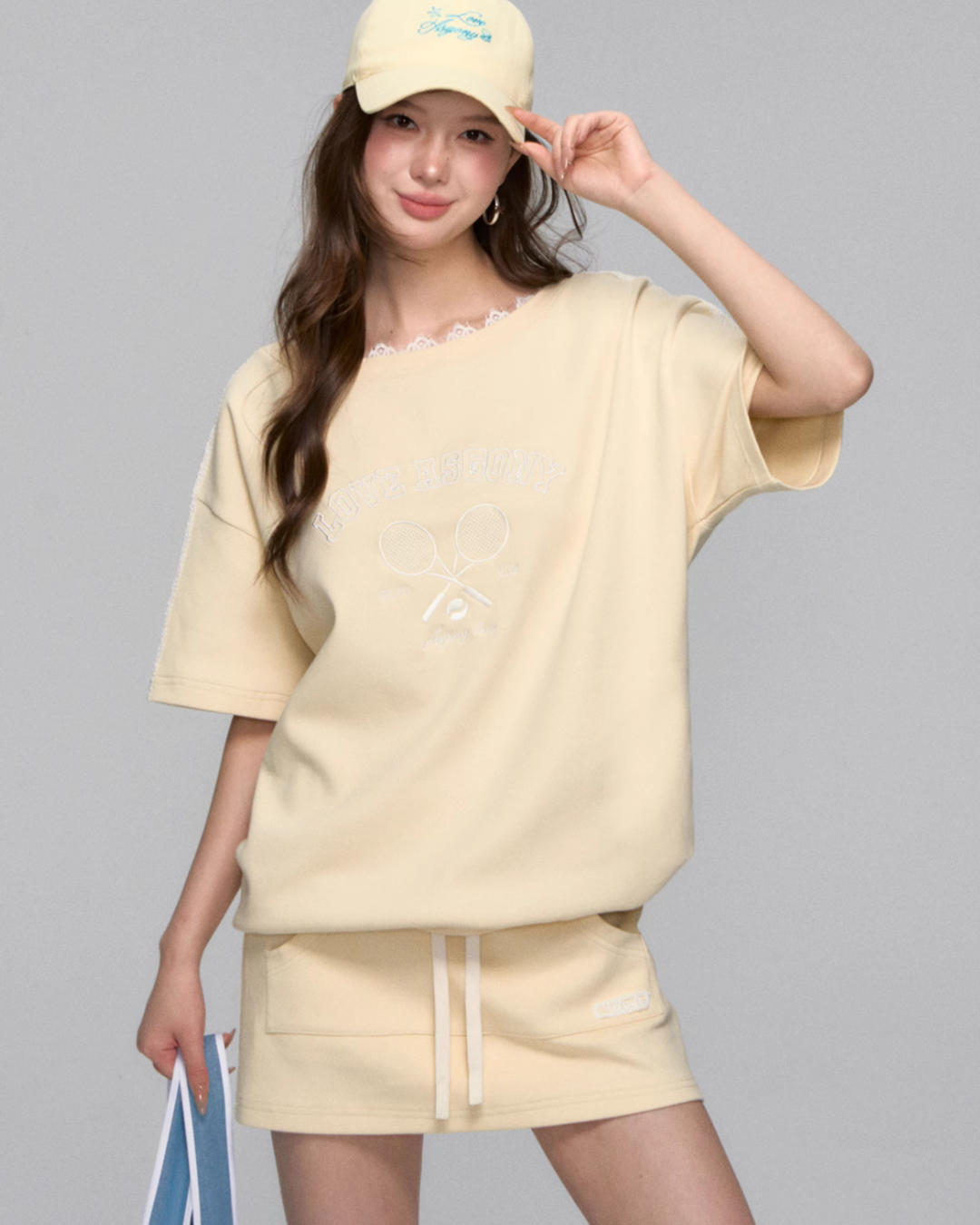One Shoulder Sweat Top / Sweat Mini Skirt ASG0044