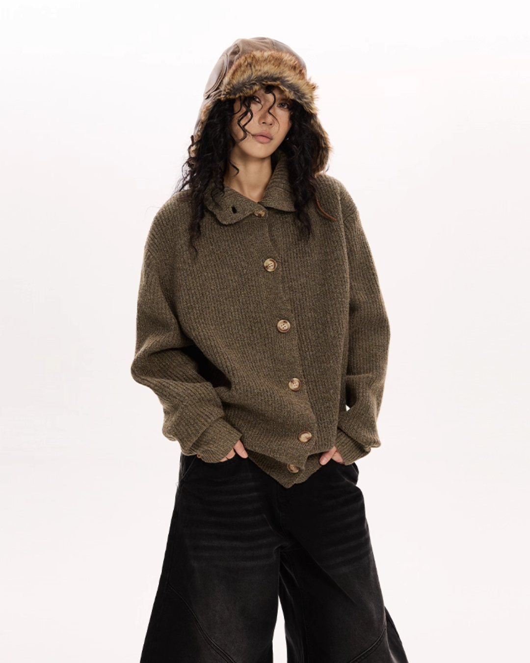 Stand Collar Knit Cardigan VAT0009