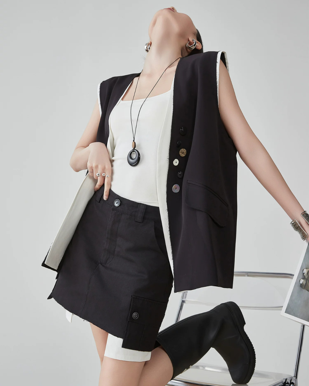 Fake Layered Vest / Mini Skirt FER0216