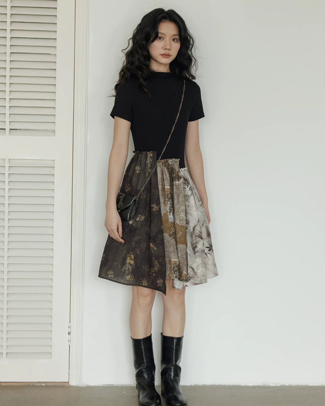 Patchwork-Style Docking Mini Dress VAS0198