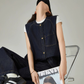 Collarless Denim Vest / Denim Wide Pants FER0144