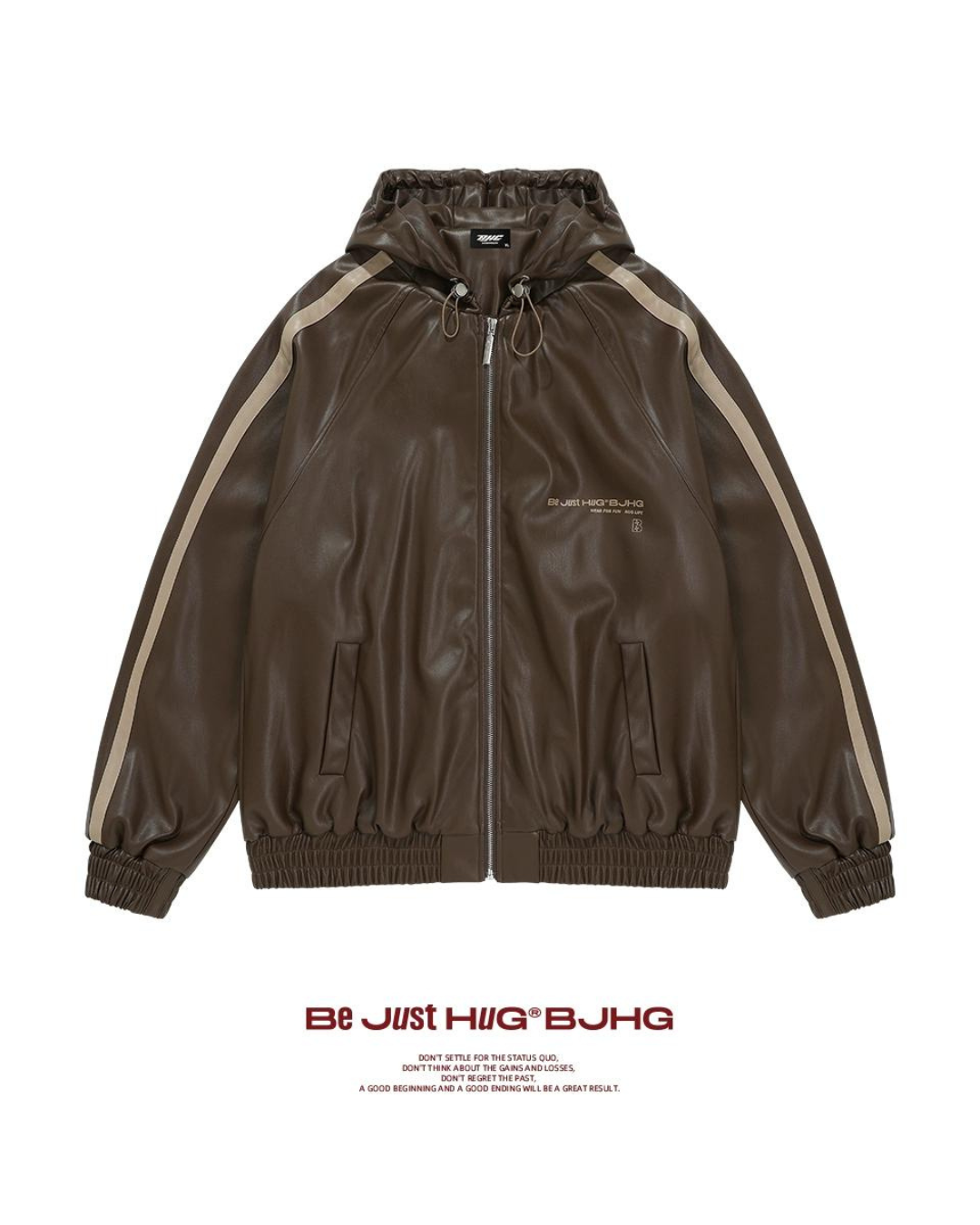 Sporty Hooded Leather Jacket BJH0008