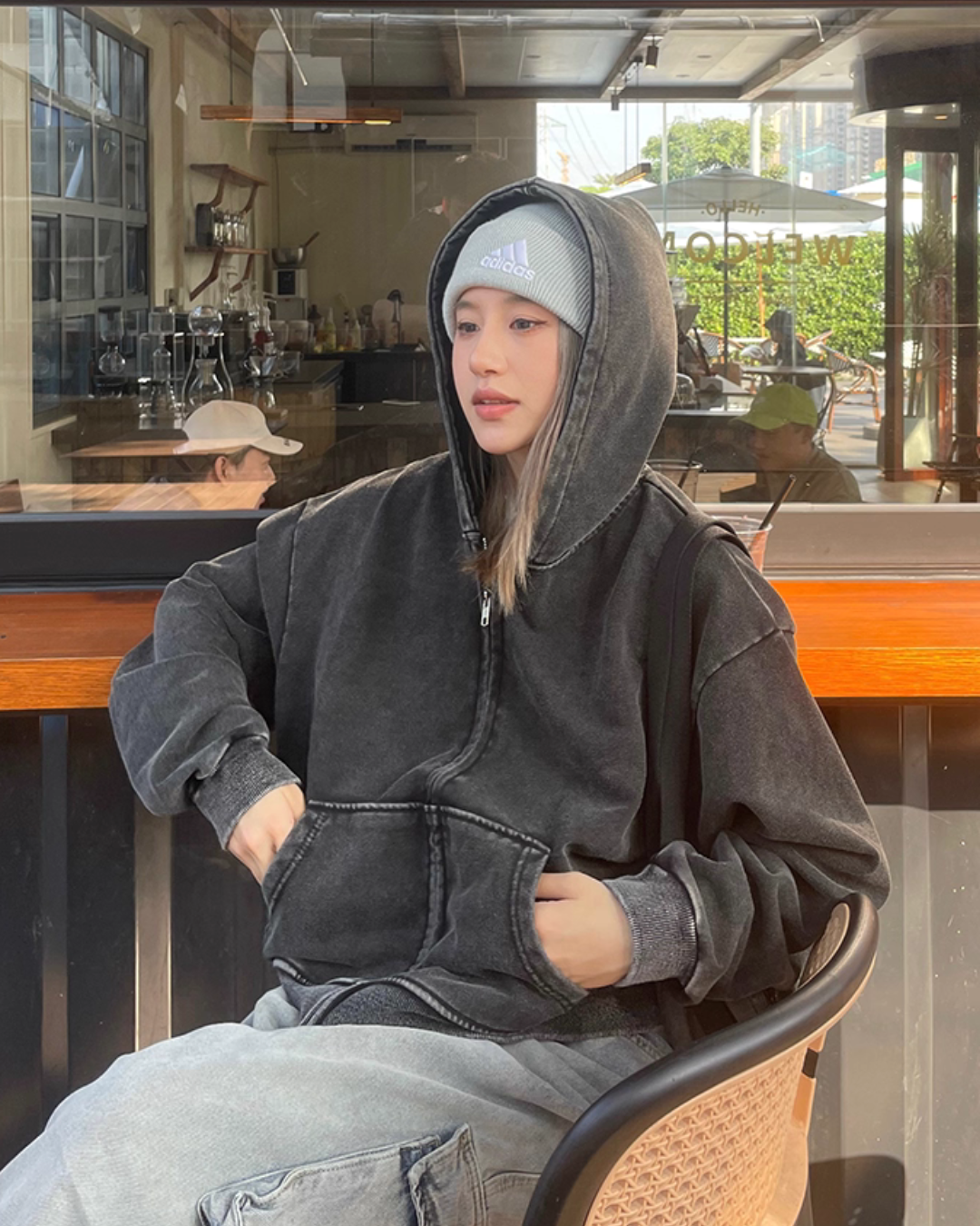 Washed Loose Zip Hoodie CYE0040