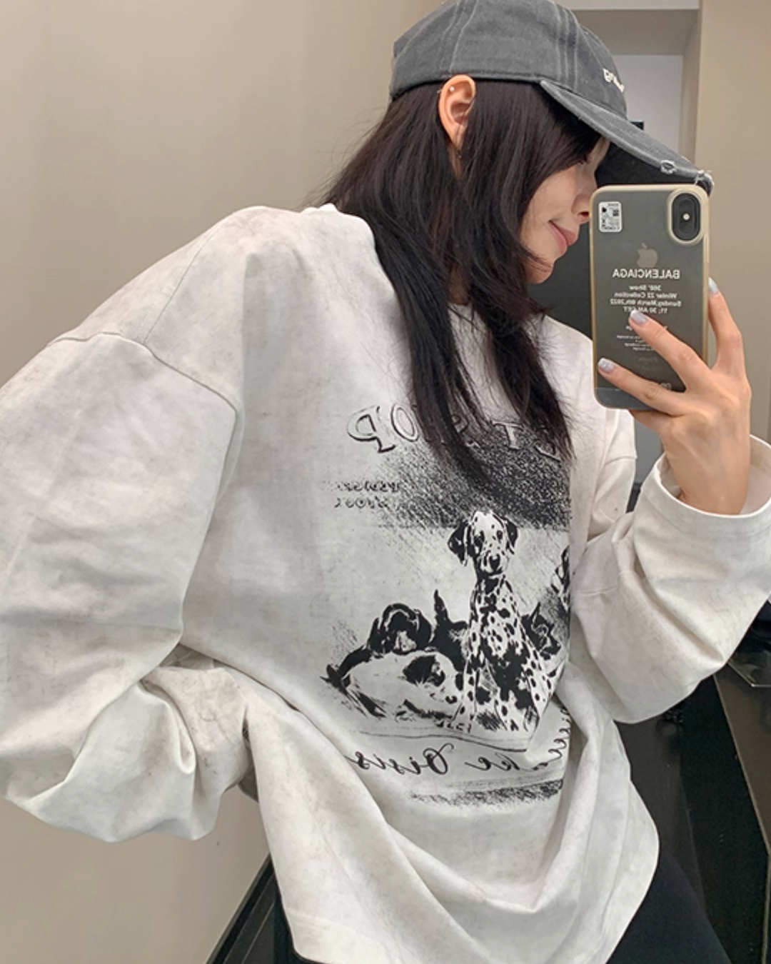 Dog Print Loose Long Sleeve T-Shirt YLS0913