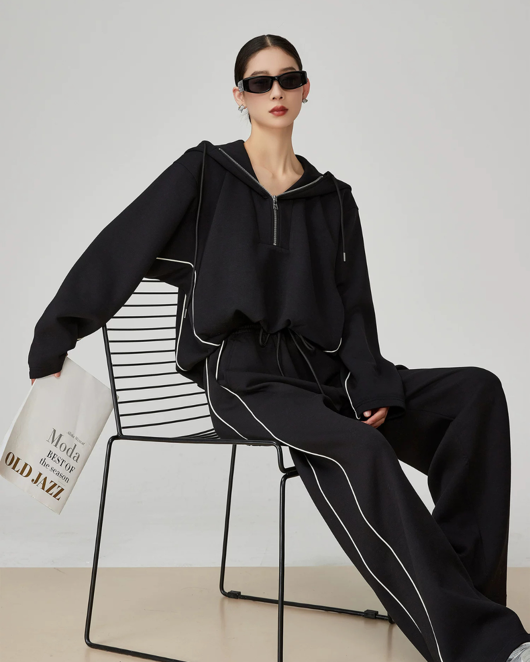 Half-Zip Sailor Collar Top / Wide Pants FER0374
