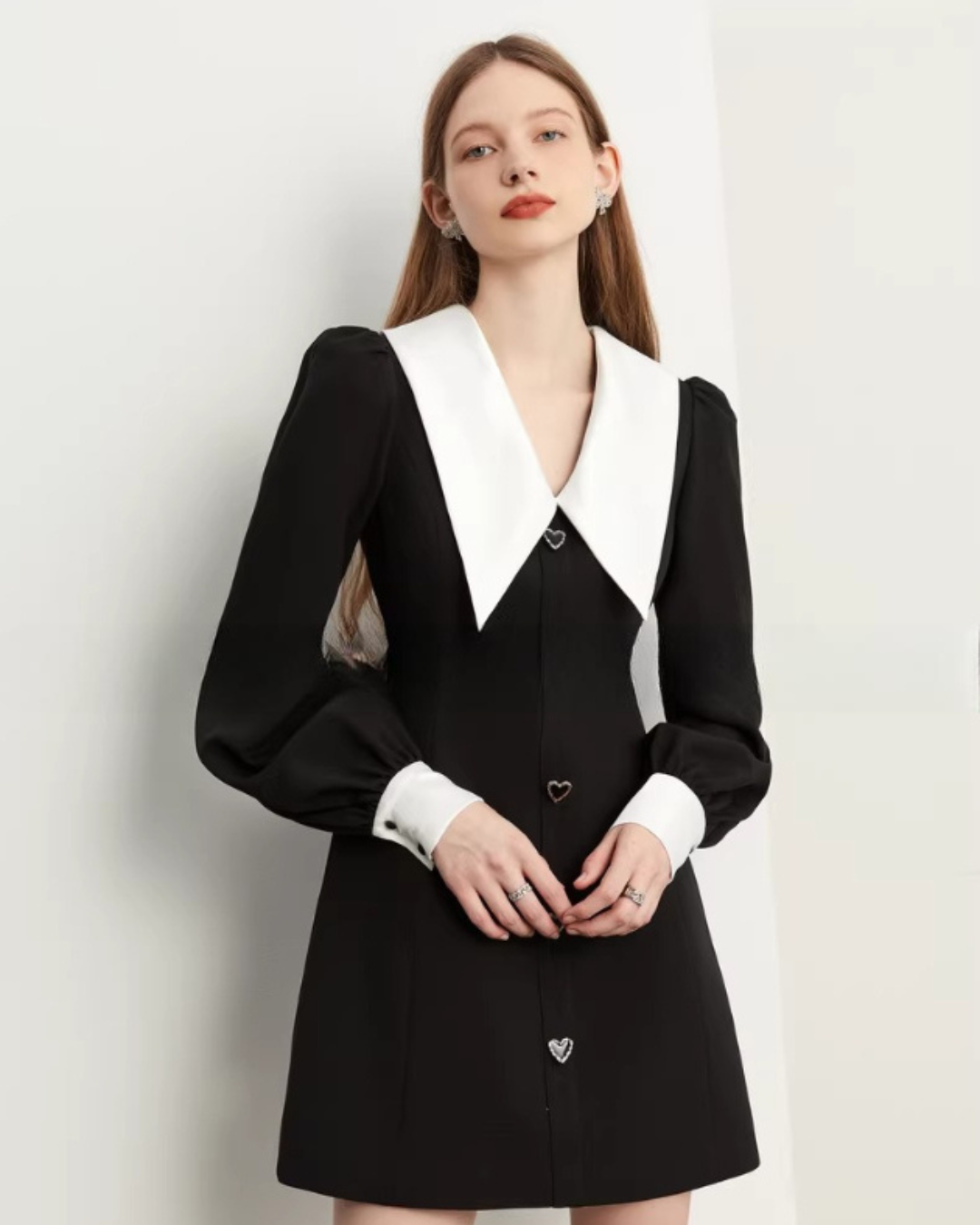 Big Collar Heart Button Dress DPY0072