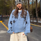 Flower Motif Knit Zip Jacket CYE0016