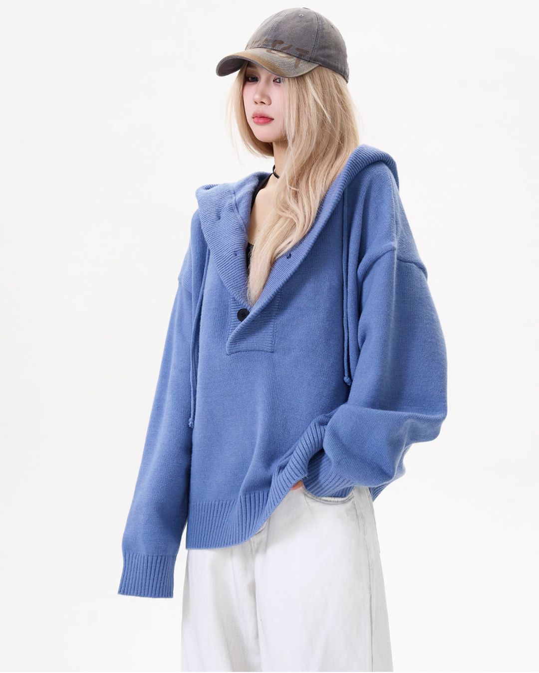 Half-Button Knit Hoodie MAD0015