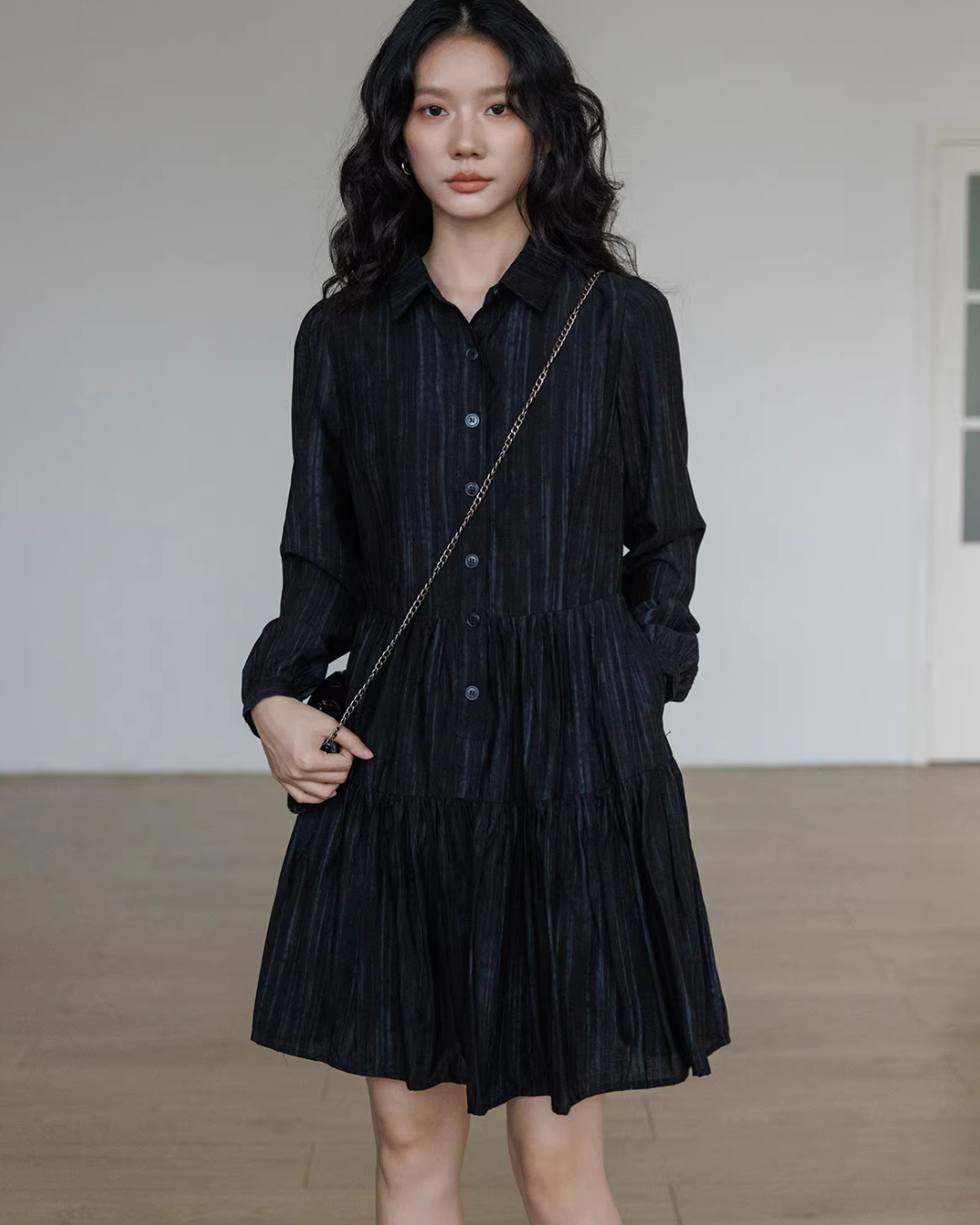 Polo Collar Long-Sleeve Dress VAS0190