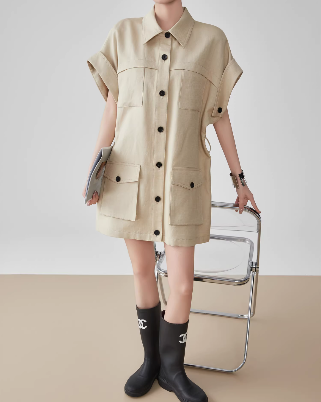 Pocket Mini Shirt Dress FER0094