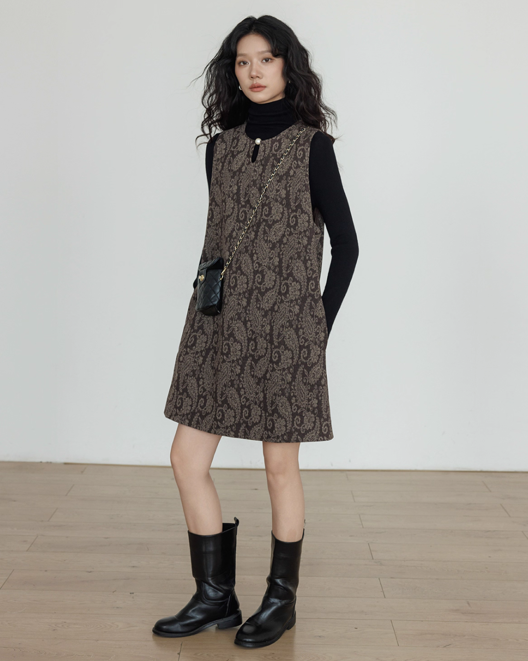 Round Neck Paisley Vest Dress VAS0165
