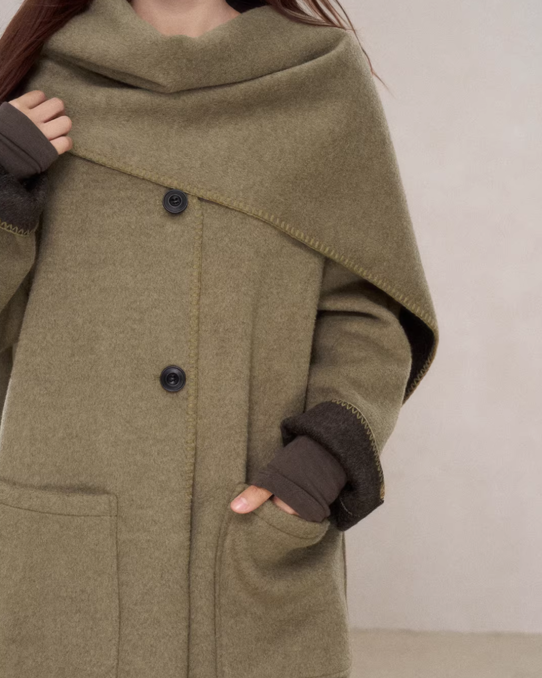 Scarf Collar Wool Coat WDB0004