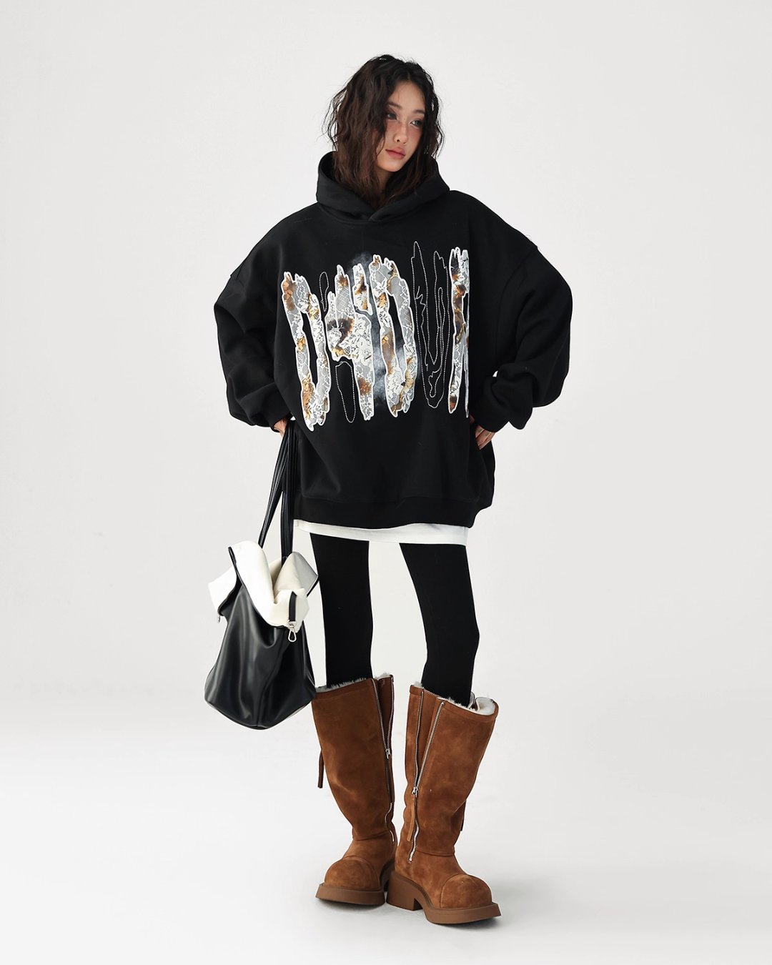 Lace Burnout Embroidered Hoodie ACS0342