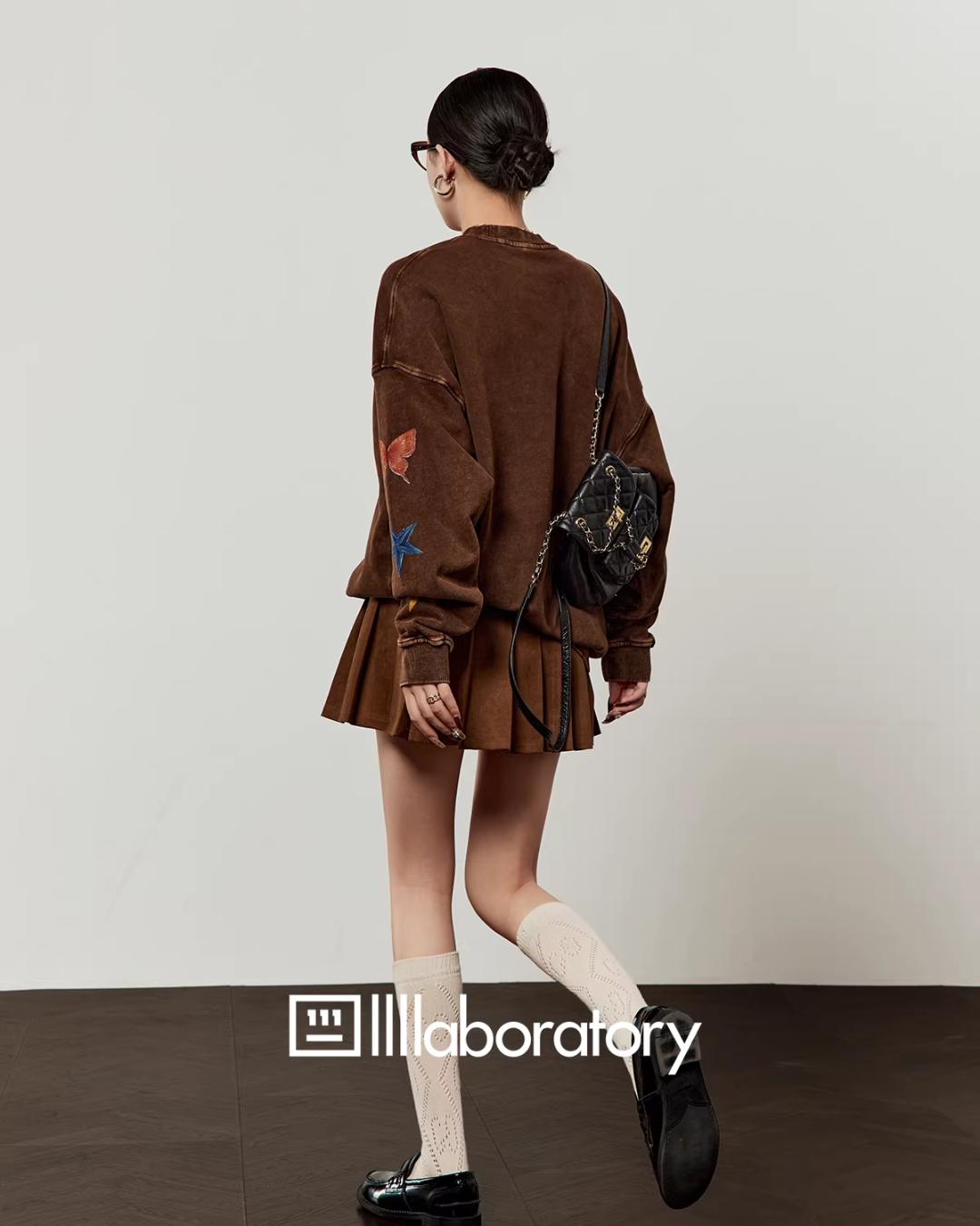 Big Print Sweatshirt Top / Pleated Skirt LLA0646