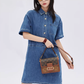 Polo Collar Denim Shirt Dress SHN0035
