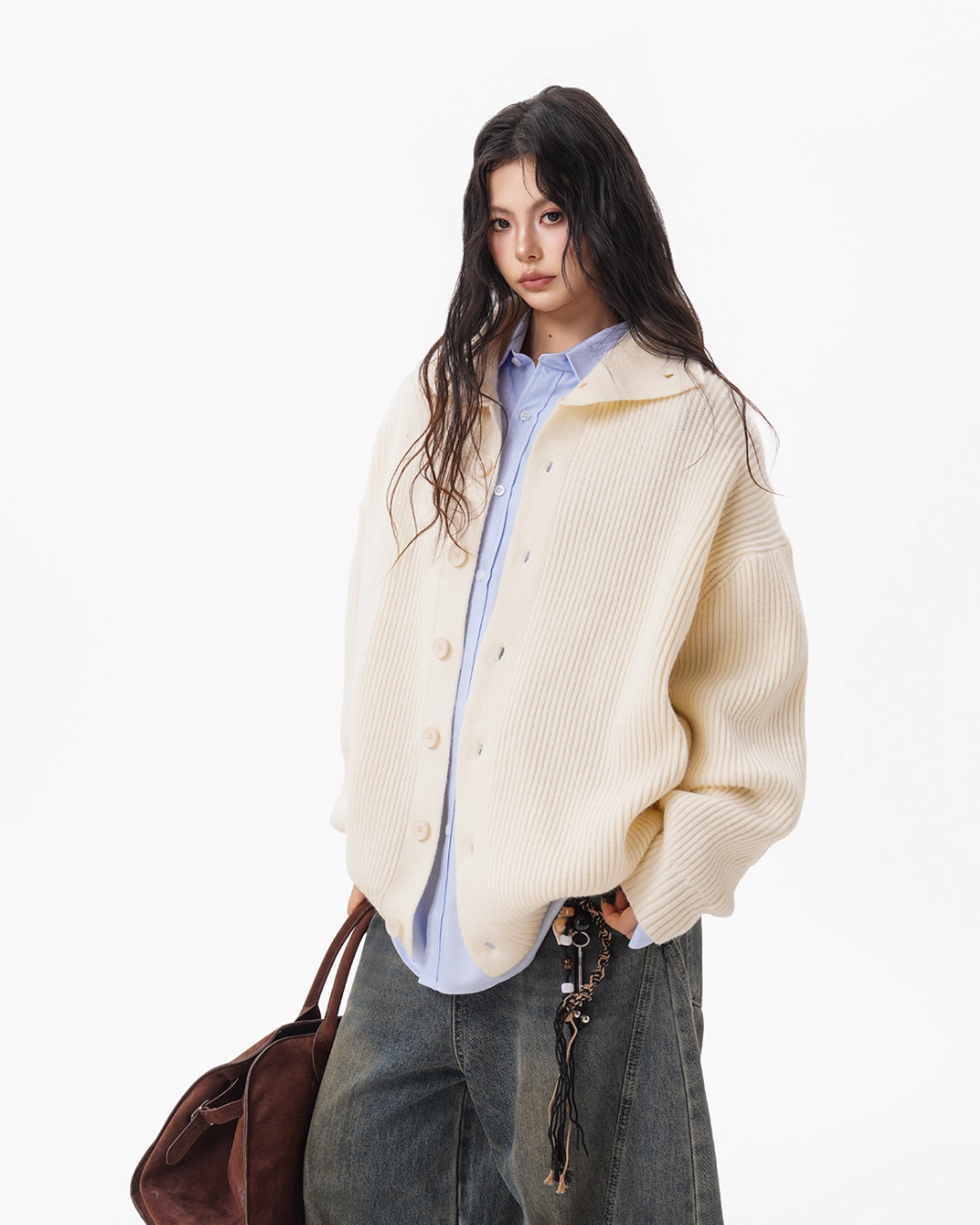 Stand Collar Knit Cardigan BWA0004