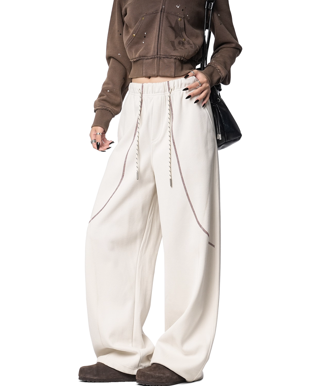Color Contrast Stitch Sweat Pants ICM0105