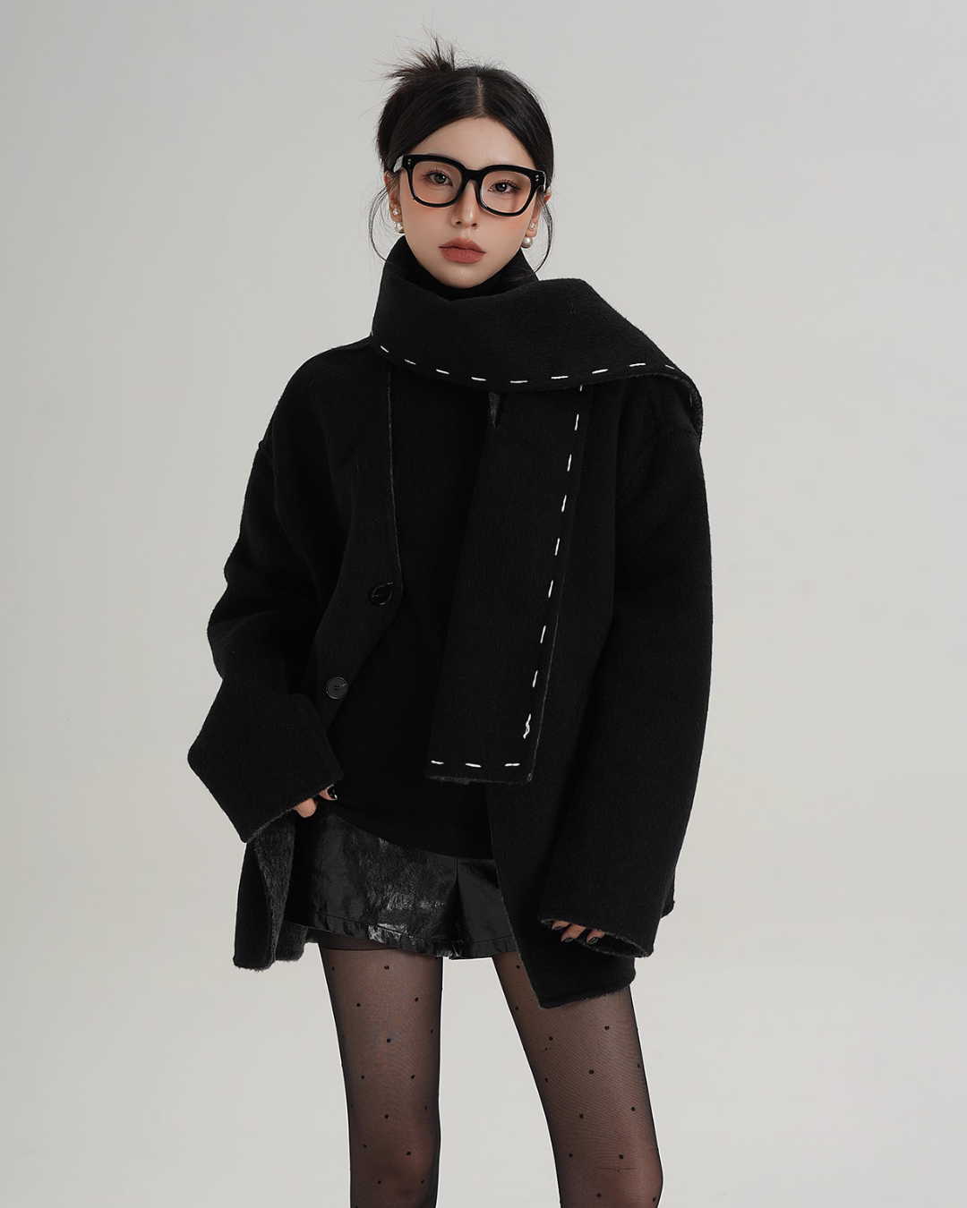 Scarf Mid-Length Wool Coat SRS0383