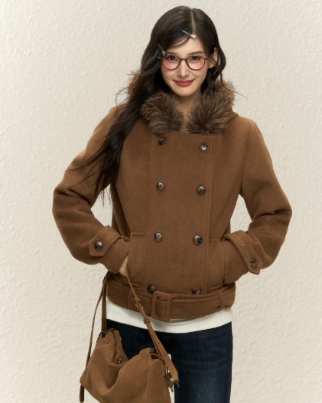 Double-Breasted Fur Coat ELS0019