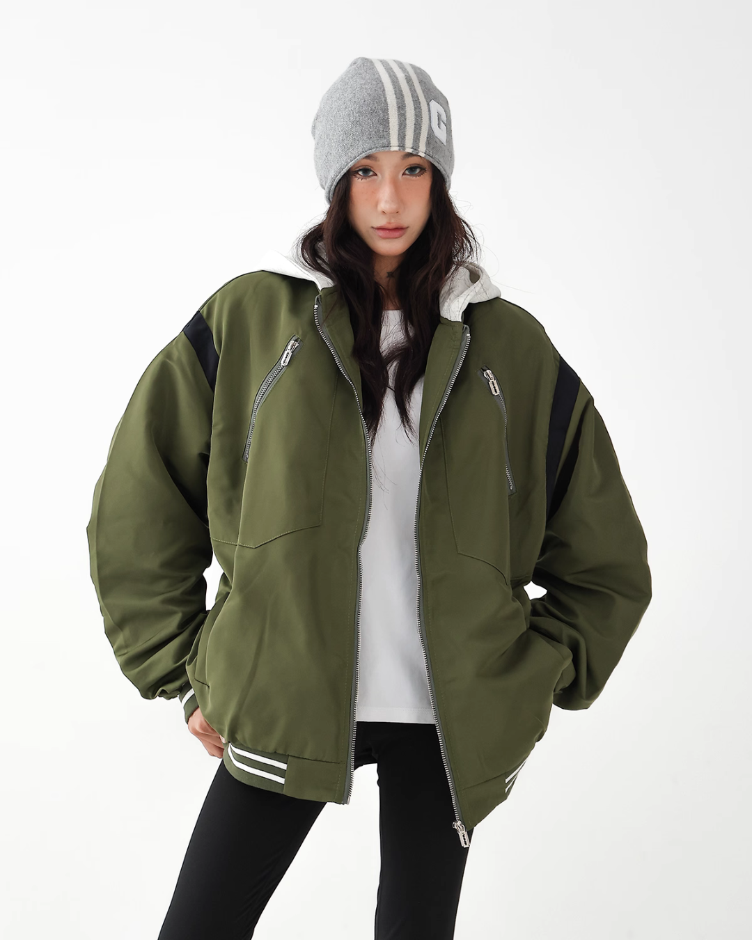 Retro Color Patchwork Hood Jacket ACS0286