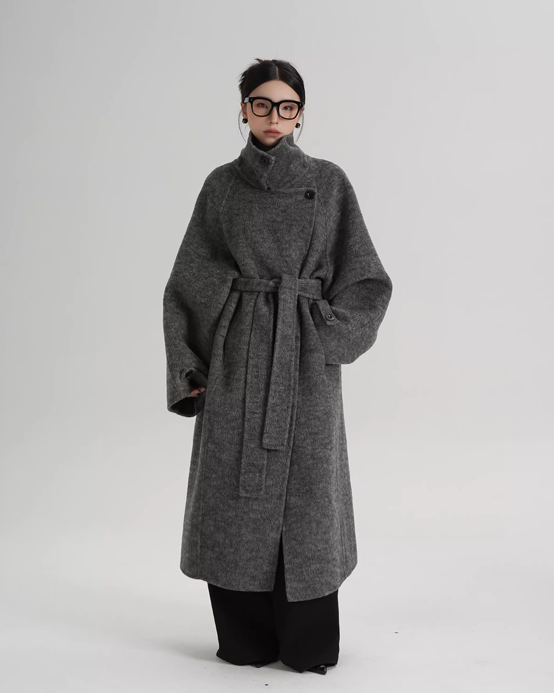 Stand Collar Long Loose Wool Coat SRS0361