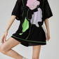 Embroidery Black Oversize T-Shirt FER0008