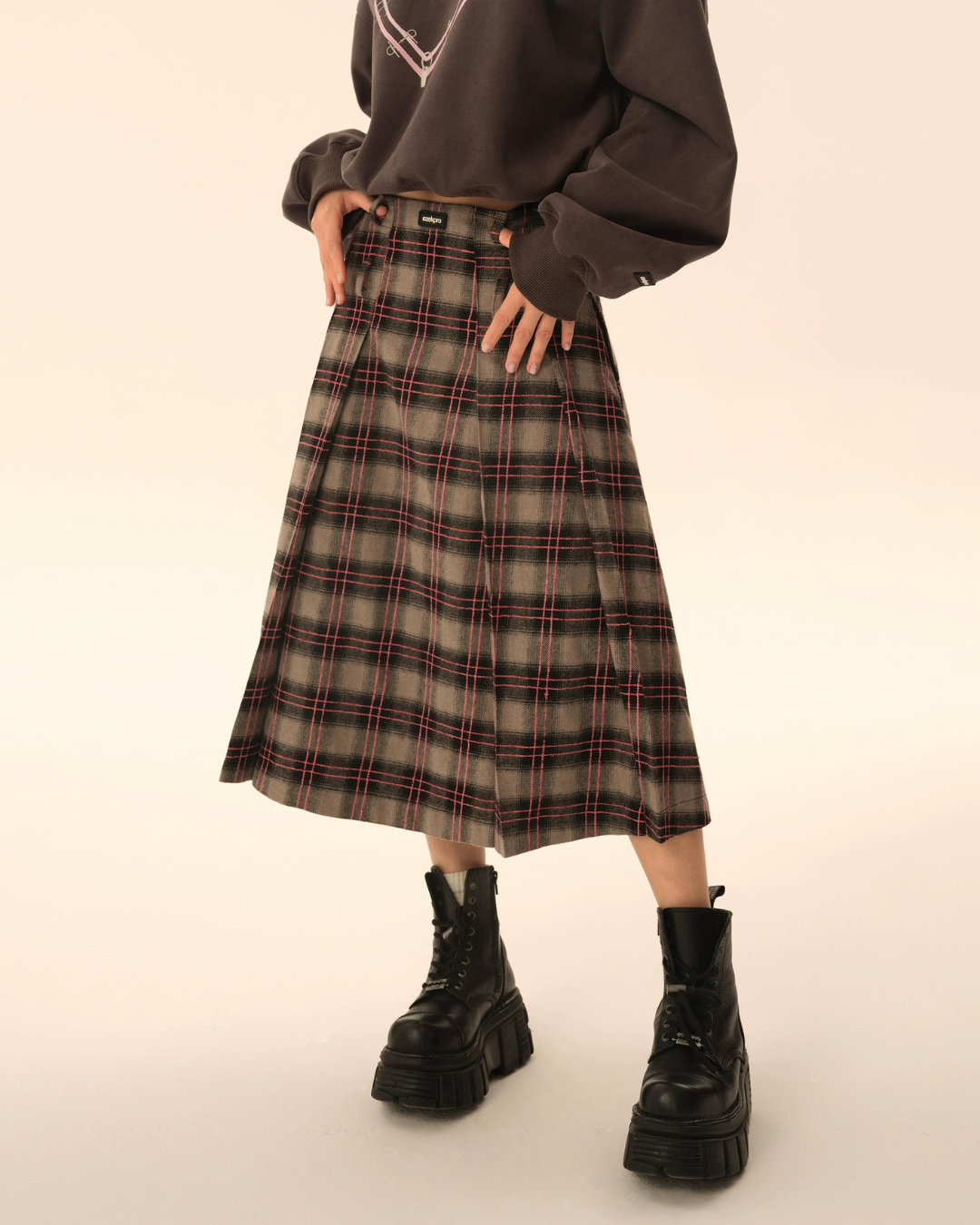 Big Plaid Long Skirt EZK0037