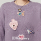 Embroidered Sequin Knit Top / Purple Mini Skirt LLA0620