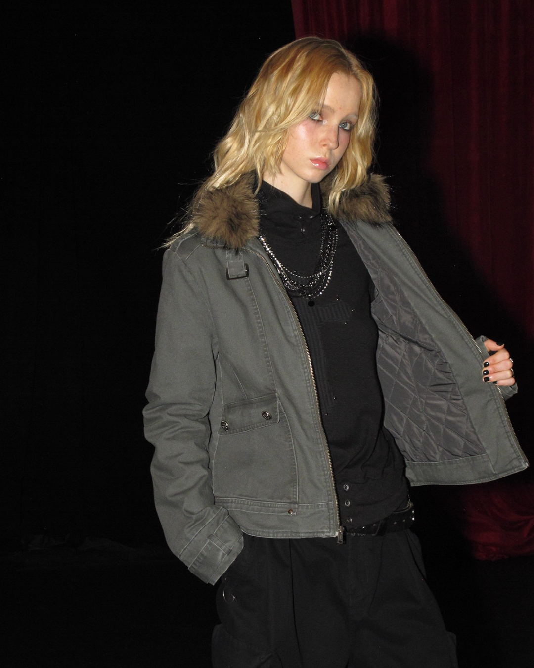 Stand Collar Punk Washed Jacket WAT0010