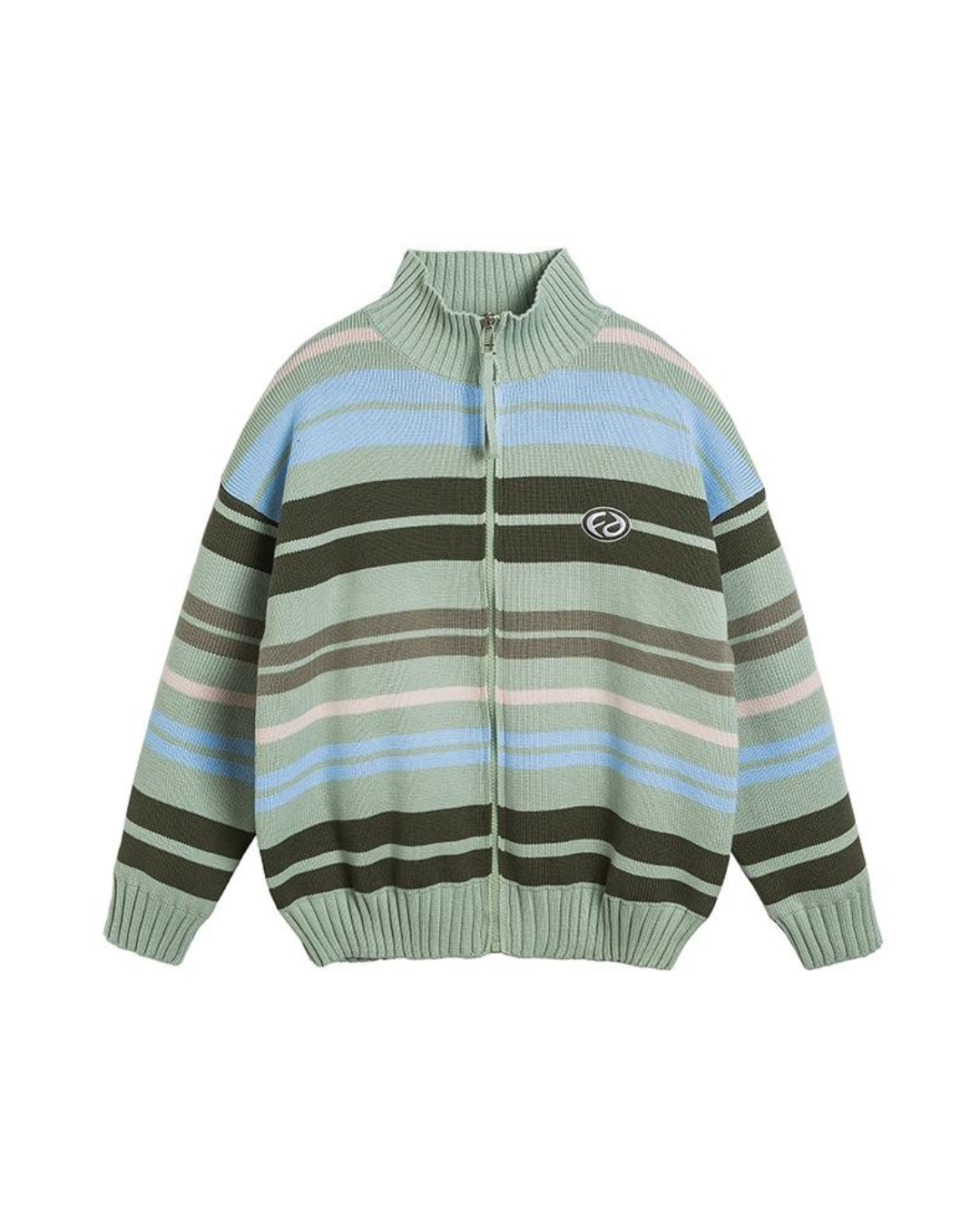 Retro Turtleneck Border Cardigan EZK0002