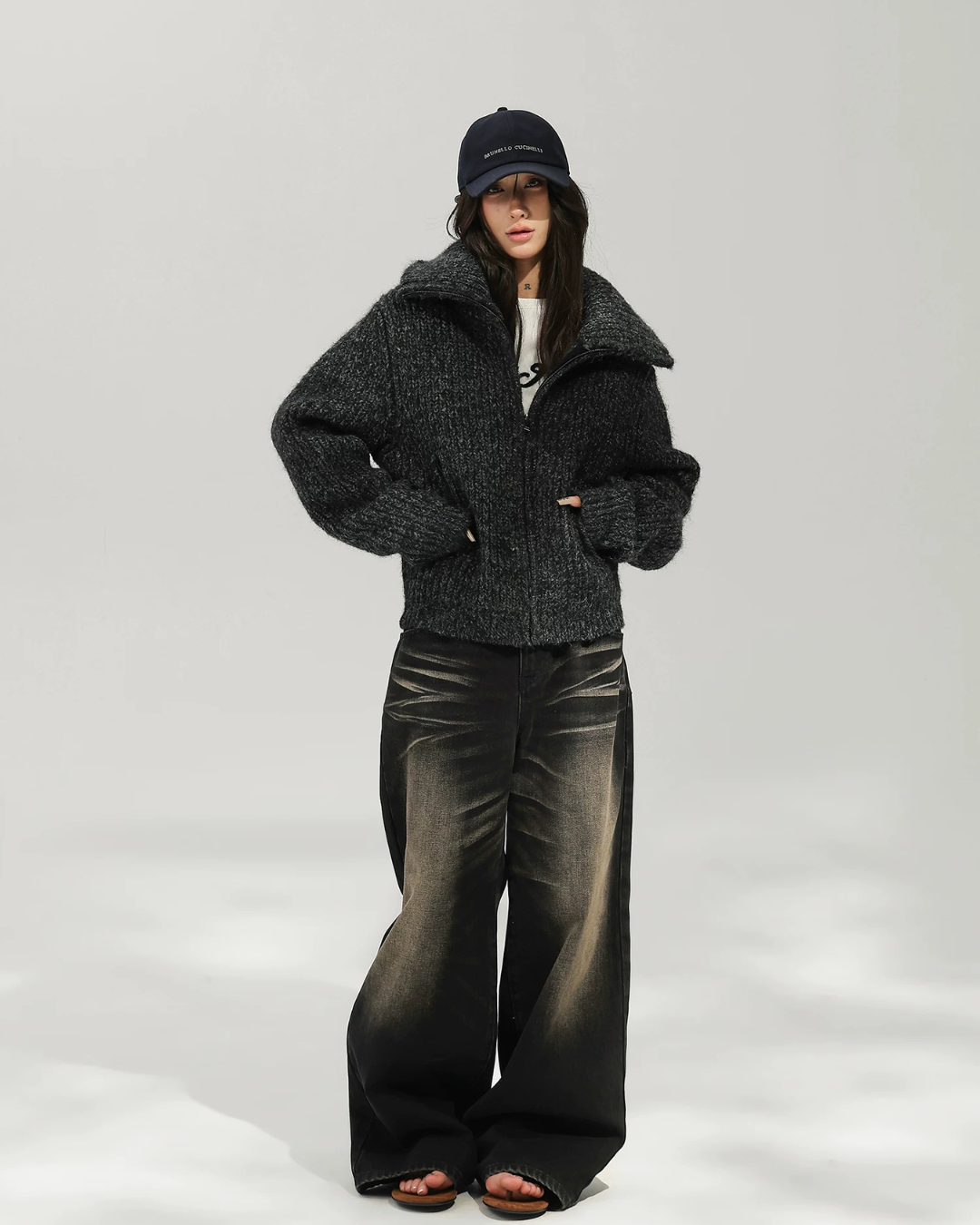 Oversized Knit Zip-Up Jacket ACS0388