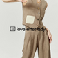 Coffee Hemp Casual Vest / Wide Pants LLA0249