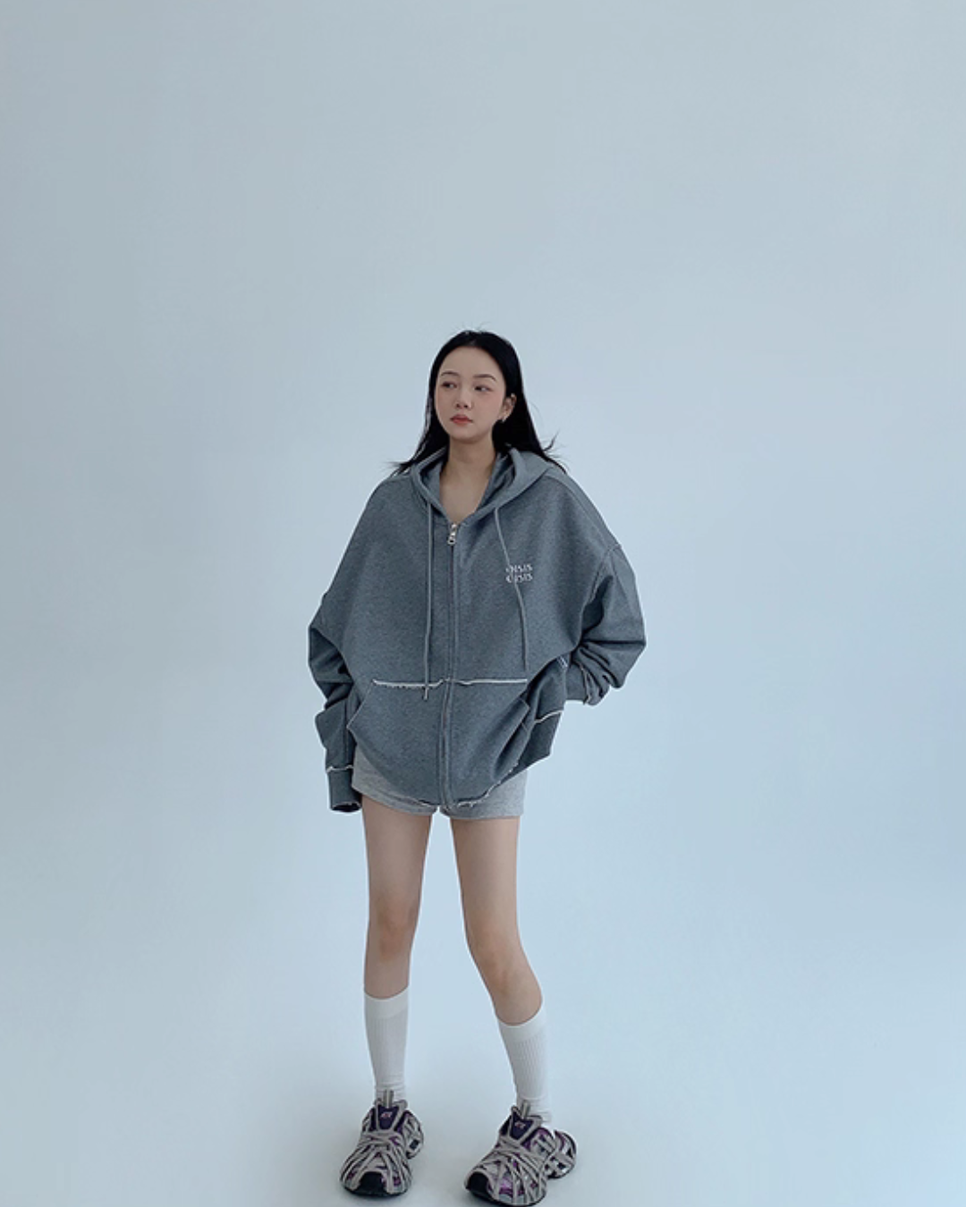 Oversized Zip-Up Hoodie YLS0940