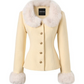 Sweet Cream Fur Jacket & Paid Mini Skirt UNP0004