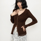 V-Neck Fringed Knit Cardigan ZRS0015