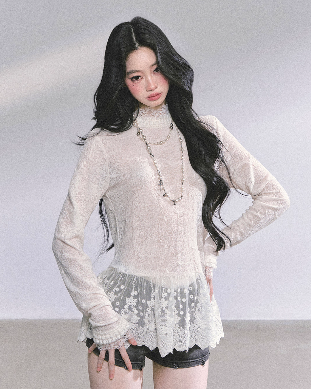 Mock neck Long Sleeve Hollow Top LAS0040