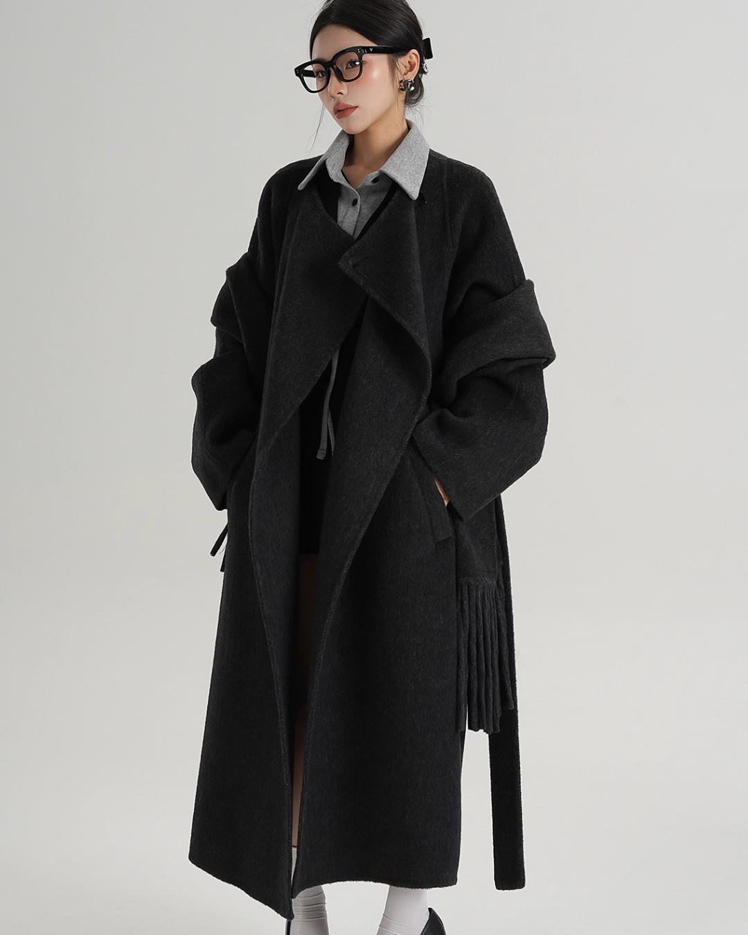 Belt Design Wool Long Coat SRS0322