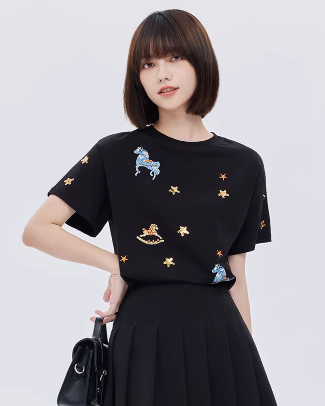 Embroidered Short-Sleeve T-Shirt SHN0004