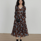 V-Neck Linen Print Elegant Dress VAS0151